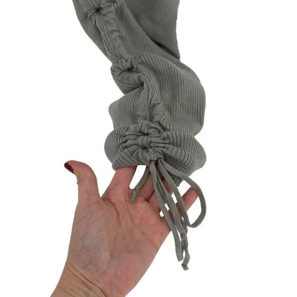 ACOA Collection Scrunch Side Ribbed Stretchy Bodycon Dress Sage Green Small - Picture 4 of 11